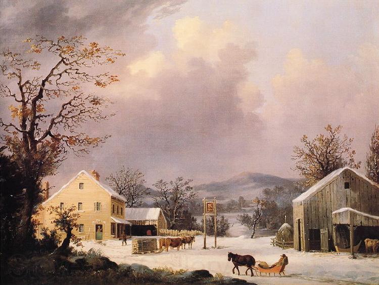 George Henry Durrie Jones Inn Winter Norge oil painting art